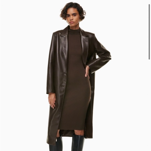 NWT Aritzia Babaton Estate Faux Leather Coat in Rich Mocha Brown Size XS - Picture 2 of 9